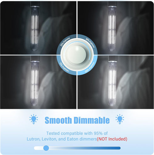 8.9IN Bulbs E26 6W 800LM 5000K T10 T9 Bulbs Dimmable, 120V 80 Bulb, 2Pack LED Light Base, Daylight White Vintage Edison