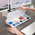VIVO Glass 16 x 7 inch Dry Erase Board with Storage, Desktop Whiteboard Organizer with Hidden Compartments, DESK-WB16A