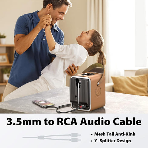 3.5mm 6ft Cyberguys! to RCA Audio Cable, Aux to RCA Cable with Gold-Plated Connectors, Durable PVC Jacket Aux Adapter