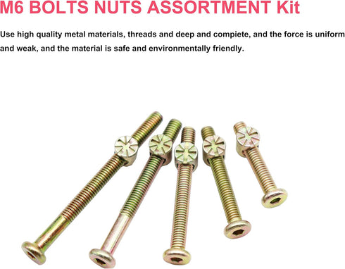 cSeao Simmons 25-Set M6x35mm/ 45mm/ 55mm/ 65mm/ 75mm Crib Parts Hardware Replacement Kit, Hex Socket Cap Bolts Barrel