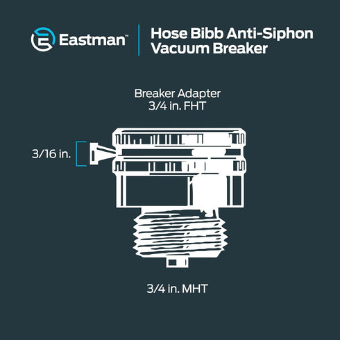 Eastman 3/4 Inch FHT x 3/4 Inch MHT Hose Bibb - Anti Siphon Vacuum Breaker, Brass Plumbing Fitting
