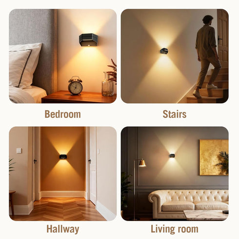 2 Pack B-right Motion Sensor Wall Lights, Rechargeable Battery Operated Wall Sconce LED Wall Lights Indoor Brightness