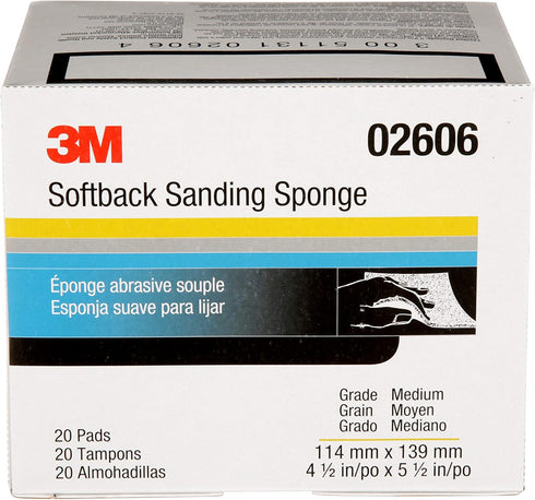 3M 02606, 4 1/2 5 1/2 20 Pack, Softback Sanding Sponge x in, Medium Grit, Fast Cutting