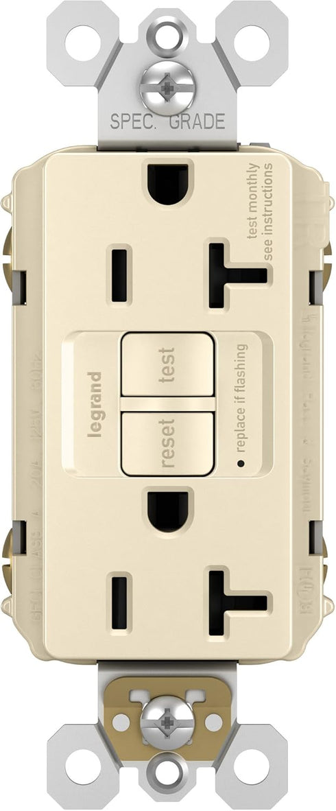 Legrand radiant 2097TRLACCD4 20 Amp GFCI Duplex Outlet, Self Test, Tamper Resistant, Light Almond (1 Count)