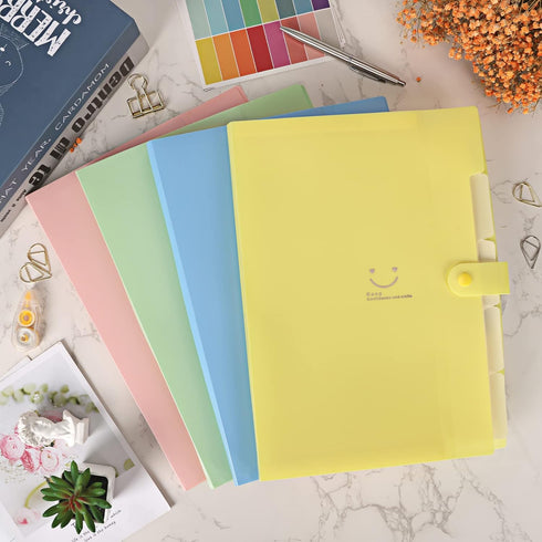 EOOUT 10pcs Expanding File Folders, A4 Letter Size Plastic Accordion Document Organizer with Snap Button, 160 Stickers