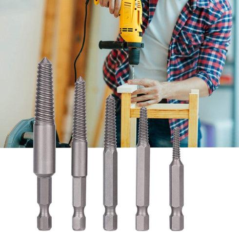 5pcs Broken Head Screw Extractor Tool Kit for Damaged Bolts Removal