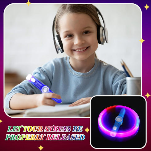 Kigeli 24 Pcs LED Spinning Rotating Fidget Pen, Rolling Ballpoint Pens for Boys, Girls, and Stress Relief