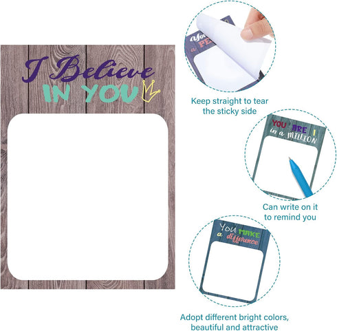 Spakon 12 Pieces Modern Appreciation Sticky Notes, 3 x 4 Inch, Funny Inspirational Memo Pads for Office