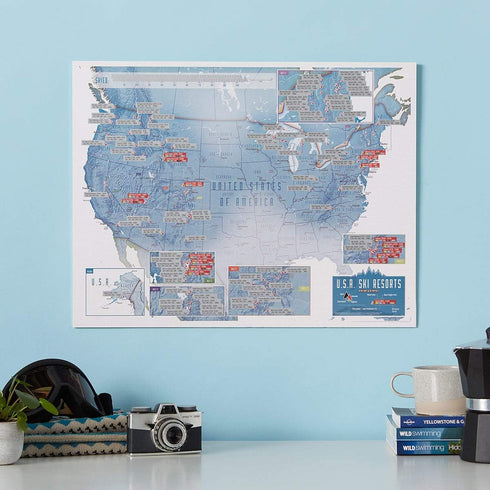 Maps International Scratch Off USA Map – Skiing Print, 17 x 22 Inches