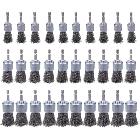 Rocaris 30 Pack Carbon Steel Wire Wheel Brush with 1/4-Inch Hex Shank,