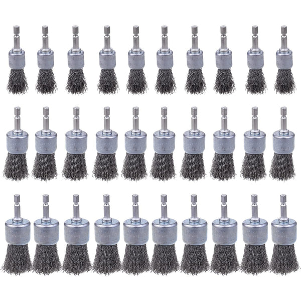 Rocaris 30 Pack Carbon Steel Wire Wheel Brush with 1/4-Inch Hex Shank,
