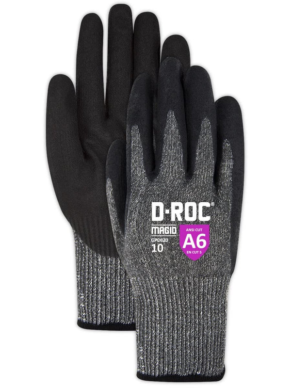 MAGID Touchscreen ANSI A6 Cut-Resistant Work Gloves - 1 Pair, Dark Gray, 6/XS