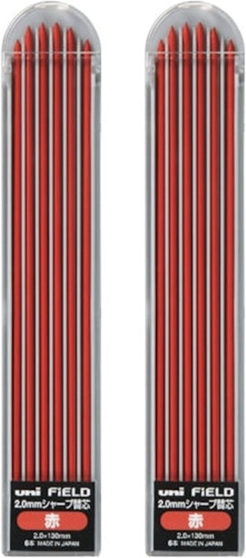Uni Mechanical Pencil, Field, 2.0mm, Red Lead (M207001P.15) + 2 Replacement Wick Field Set (Red) and Sticky Notes
