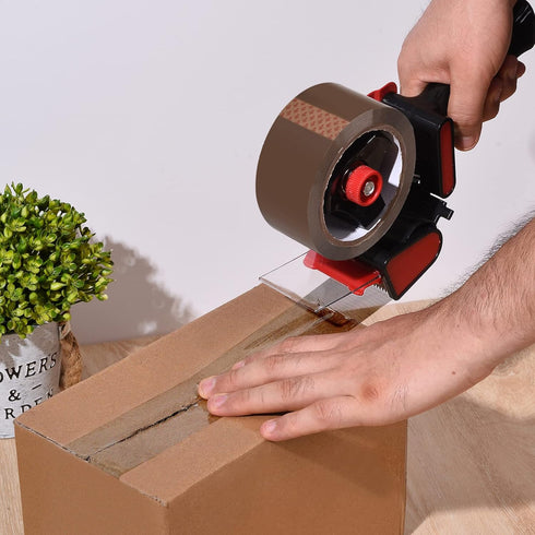 Heavy Duty Tape Gun Dispenser with 6 Clear Packaging Tapes, 48cm X 66m for Moving Boxes and General Packing