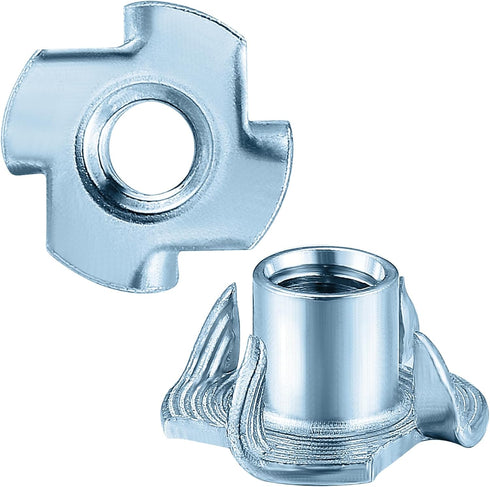 Wensilon 1/4 20 (100 T-Nuts * pcs), zinc Plated Steel, for Wood, Climbing Holds and cabinets