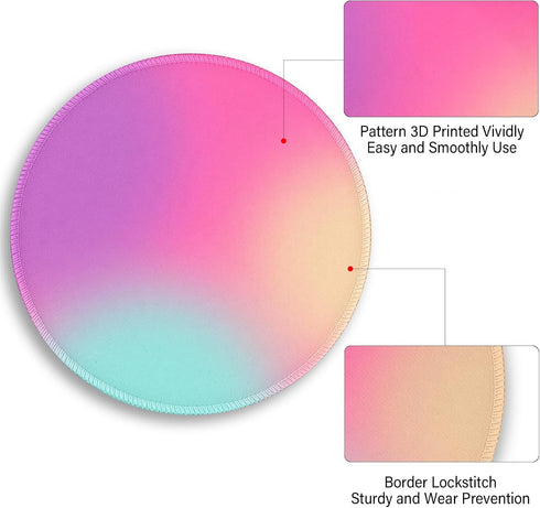 lebrocoli 8.6 8.6 inch Gradient Pink Purple Work Mouse Pad, Small Round Mouse Pads for Desk, Mini Travel Mousepad