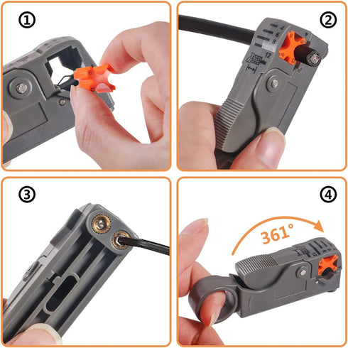 Coax Cable Crimper Kit Tool for RG6 RG59, Compression Tool Fitting Wire Stripper with 20pcs F Connectors