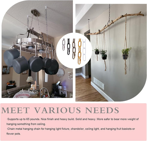 (56",Silver) Metal Lighting Chian, Heavy Pendant Lamp Fixture Chain