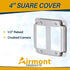 AP-12094 4" Square Double Decora Switch Electrical Box Cover, 1/2" Raised, Galvanized Steel, 2-Gang
