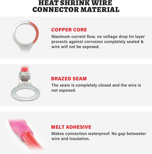RED WOLF 240PC Heat Shrink Wire Connector Butt Kit, Insulated Crimp Connectors for Automotive Industrial Waterproof Use