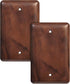 2-Pack Blank Outlet Cover Wall Plate, Solid Wood 1-Gang Cover Plate in