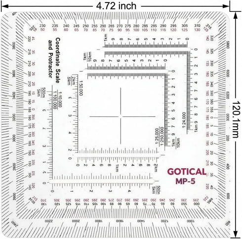 New and Improved Version Military Style MGRS/UTM Coordinate Grid Reader, and Protractor,Coordinate Scale Map Reading