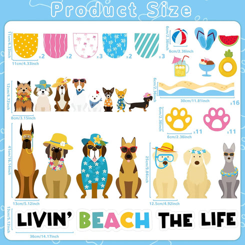 Summer Dog Bulletin Board Decorations Hawaiian Dog Theme Classroom Back to School Bulletin Board Border Set Cute Puppy Pet Dog Paw Paper Cutouts for School Wall Decor Chalkboard Supplies by Justforjoyful