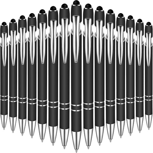 Zonon 38 Pieces Rubberized Ballpoint Pen - Stylus Tip Stylish Metal Pen with Soft Rubberized Grip, Black Ink for Most