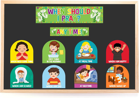 When Should I Pray Cutouts Classroom Bulletin Board Decoration Set for Religious Classroom and Sunday School