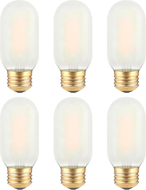 Frosted T45 LED Bulb, Vintage E26 Base, 40 Watt Equivalent, Dimmable, 4W 2700K Soft Warm White, 6 Count