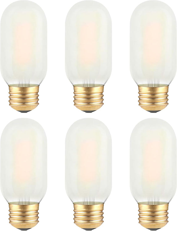Frosted T45 LED Bulb, Vintage E26 Base, 40 Watt Equivalent, Dimmable, 4W 2700K Soft Warm White, 6 Count