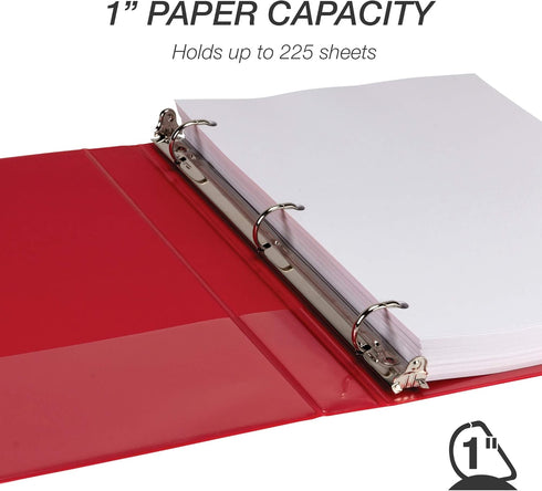 Samsill Durable 1 Inch Binder, Made in the USA, D Ring Binder, Customizable Clear View Cover, 4 Pack