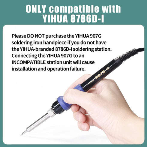 YIHUA 907G Replacement Soldering Iron Handpiece/Handle for Yihua 8786D-I Rework and Soldering Station