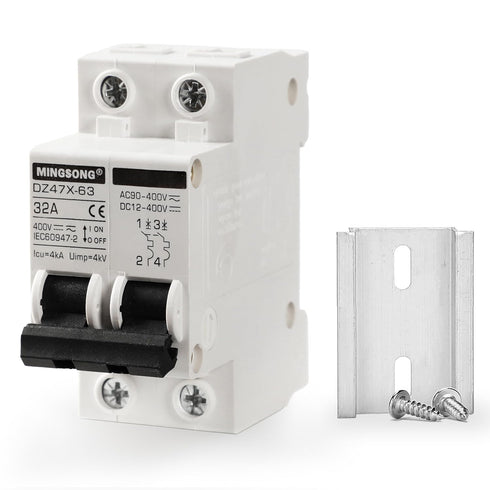DC Solar Panels Disconnect Switch 32 Amp AC Solar Shut Off Switch 12V-400V 2 Poles Miniature Circuit Breaker for Solar
