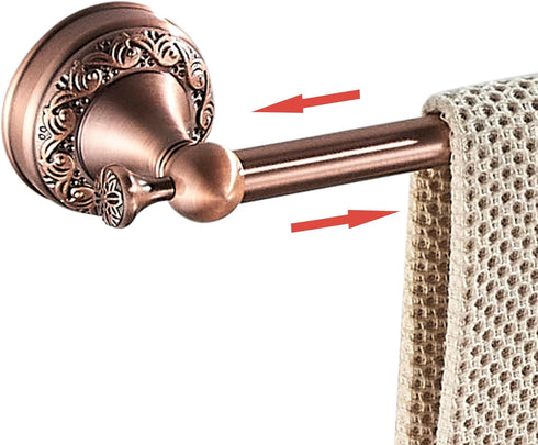 Red Copper Towel Bar, Adjustable 15.5 to 27.5 Inch Bath Towel Rack