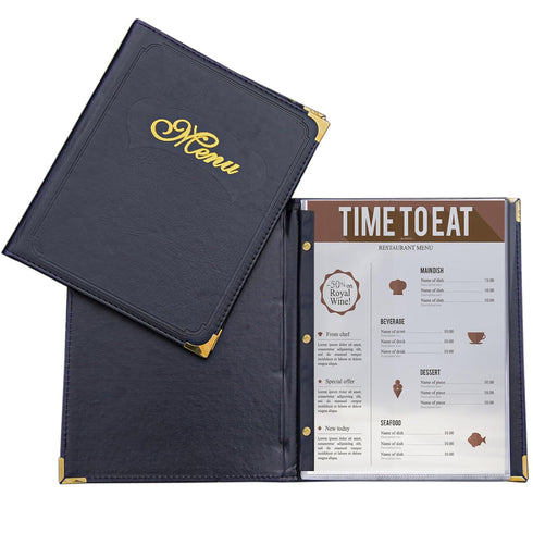 Menu Covers Premium Faux Leather - Menu Holder 8.5" x 11" with