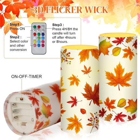 18-Key Tiamon Maple Leaf Flameless Candles Led Leaves Candles Battery Operated Yellow Flickering Candles with Remote