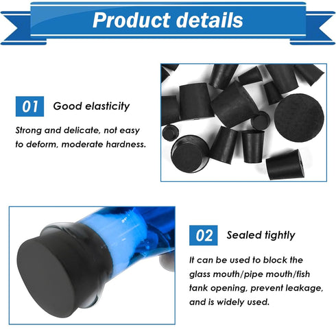 24Pcs Solid Rubber Stopper Assorted Sizes 000# - 8# for Flask, Plug Holes, Lab Seal
