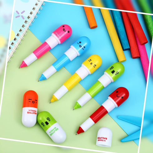 Lincia Pen Pills Bulk - 200 Pcs Cute Cartoon Emotion Ballpoint Pens for Nurse Week School Doctor, 6 Colors