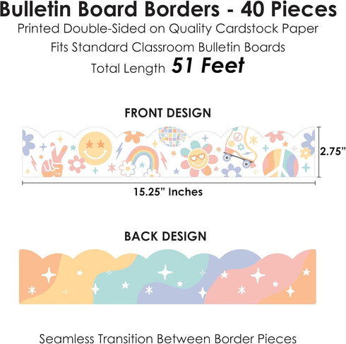 Big Dot of Happiness Retro Pastel - Scalloped Bulletin Board Borders, 51 Feet