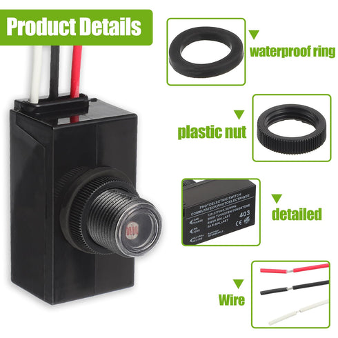 EPLZON 120-277V Dusk to Dawn Sensor for Outdoor Lighting Photoelectric Switch Photocell Light Sensor Hardwired Post Eye
