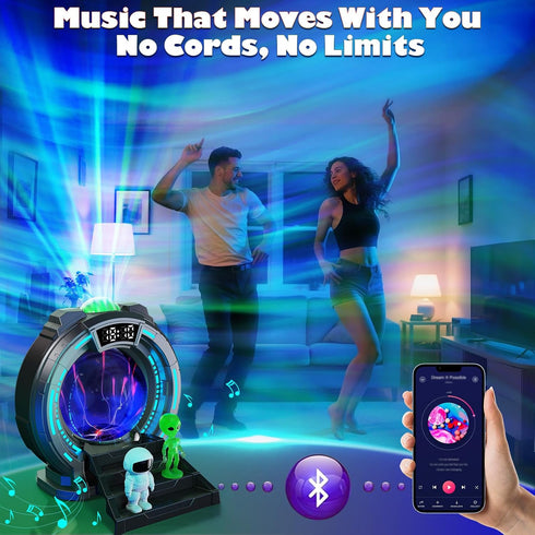 8-in-1 8 Sci-Fi Gateway Galaxy Projector Nebula Night Light for Kids Adults Teens with Plasma Ball, Alarm Clock