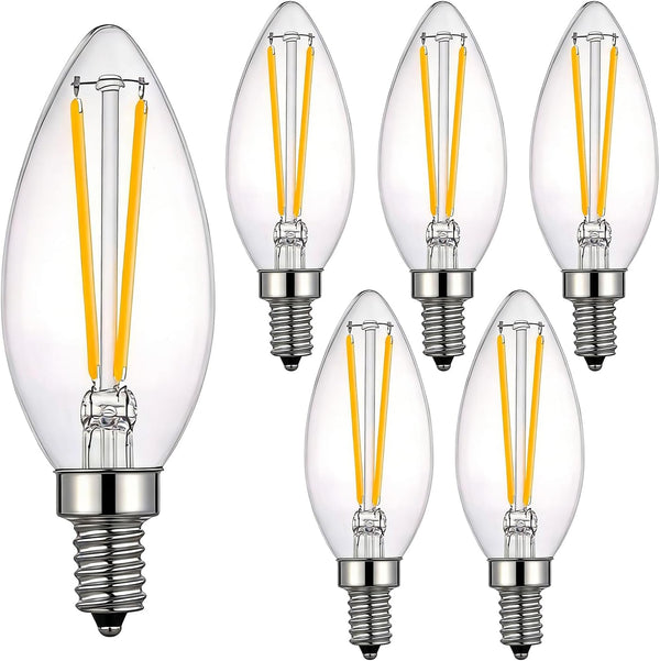 B11/C35 E12 Dimmable LED Filament Candle Bulb, 4W/40W Equivalent 2700K Warm White