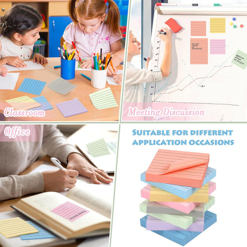 Yexiya 64 Pcs Lined Sticky Notes, Self Stick Notes with Lines, 1920 Sheets, Fresh Color
