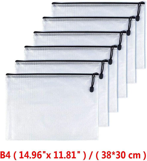 Oaimyy-B4 Plastic Mesh Zipper Pouch Document Folders Bag, Waterproof Zip File Folders for School Office Supplies