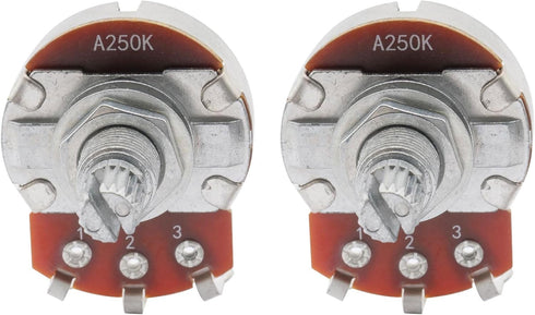Musiclily Guitar Full Size Pots A250K Split Knurled Long 18mm Shaft Potentiometers for Stratocaster & Telecaster (Pack