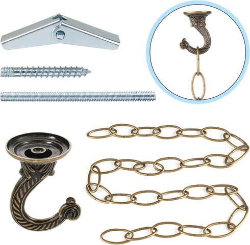 OOTSR Metal Ceiling Hook, Heavy Duty Ceiling Hook and Chain Extension for Hanging