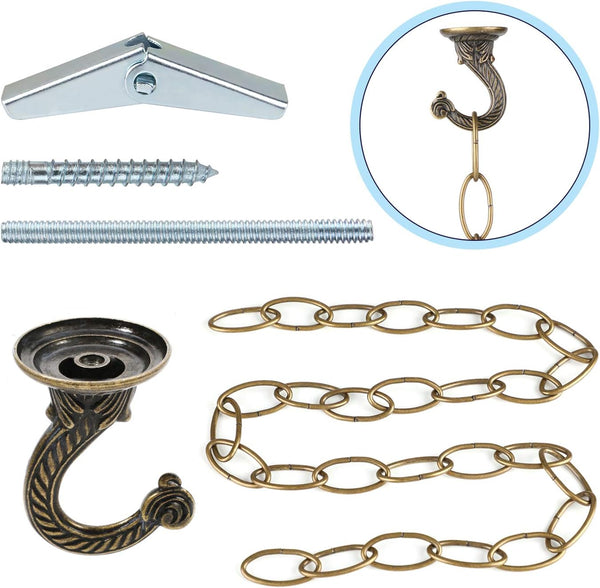 OOTSR Metal Ceiling Hook, Heavy Duty Ceiling Hook and Chain Extension for Hanging