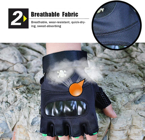 Cyuanxgr 8 LED Flashlight Gloves, Half Finger Lighted Gloves Gifts for Men Women, Flashlight Gloves with LEDs Stocking