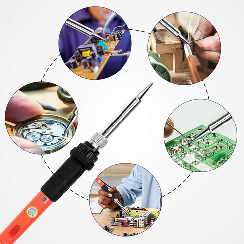 Soldering Iron Kit, 60W Adjustable Temperature Soldering Iron with Ceramic Heater for Hobby Enthusiasts